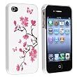 eForCity White Flower Rubber Slim Fit Case Cover Compatible With Version iPhone&reg; 4 G iPhone&reg; 4S - AT&T, Sprint, Version 16GB 32GB 64GB