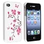 eForCity White Flower Rubber Slim Fit Case Cover Compatible With Version iPhone&reg; 4 G iPhone&reg; 4S - AT&T, Sprint, Version 16GB 32GB 64GB