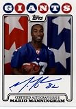 2008 Topps Rookie Premiere Autographs #MM Mario Manningham - New York Giants (RC - Rookie Insert Card - Autographed Card) (Football Cards)