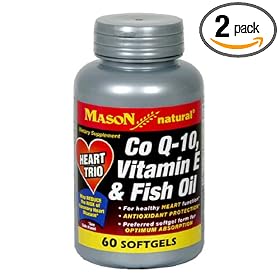 Mason Natural Co Q-10, Vitamin E and Fish Oil, 60 Softgels (Pack of 2)