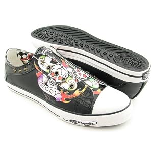 Ed Hardy Lowrise Patent Black sneakers