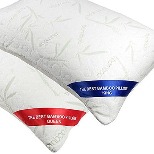 Hypoallergenic Bamboo Covered Shredded Memory Foam King or Queen Pillow with Carry Bag (King Size)