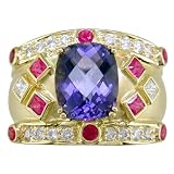 18KT Iolite, Pink Sapphire & Diamond Cigar Band