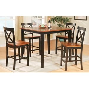 5pcs Counter Height Dining Table and Chairs Set - Walnut