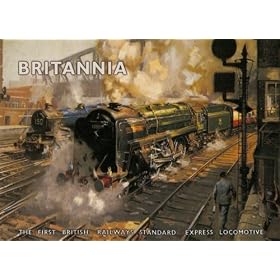 S1270 SMALL BRITANNIA FIRST BRITISH RAILWAYS STANDARD EXPRESS LOCOMOTIVE METAL ADVERTISING WALL SIGN RETRO ART