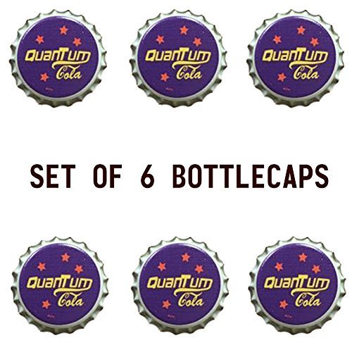 Quantum Cola Bottle Caps - Set of 6 Caps - Brand New, Unused, Professionally Printed Bottle Caps, Perfect for Decoration, Collecting, Home Brewing, Cosplay, or Crafts