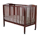 Dream On Me Full Size 2 in 1 Folding Stationary Side Crib, Cherry