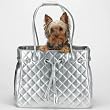 SMALL - SILVER - Quilted Metallic Pet Carriers