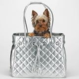 LARGE - SILVER - Quilted Metallic Pet Carriers