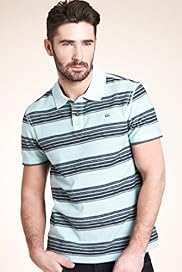 North Coast Pure Cotton Textured Striped Polo Shirt