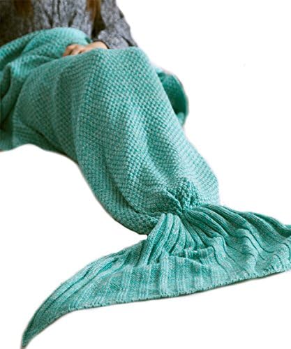 Mermaid Tail Blanket Handmade Crochet &amp; Christmas Gift Blanket for adult, Super Soft All Seasons Living Room Sleeping Blankets (80180cm, Green)