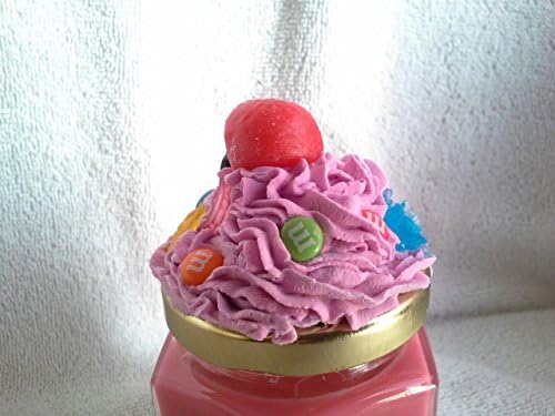 Black Cherry Bomb Scented Soy Container Candle With Decoden Cupcake Cherry On Top Jar Topper