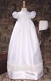 Dupioni Christening Gown with Organza Lace Embroidery
