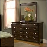 Nine Drawer Dresser Mirror and Set in Dark Cherry