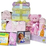 Art of Appreciation Gift Baskets   Welcome Little One Layette Gift Tower - Girl