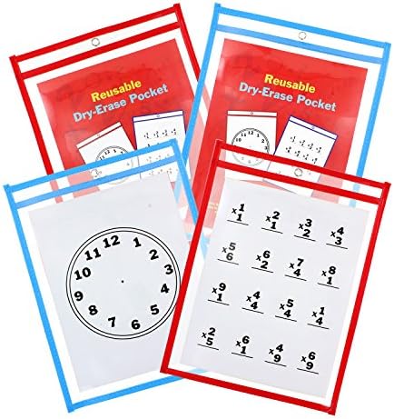 Reusable Dry Erase Pockets, 10 x 13.5 Inches, Assorted Colors, 10 Pockets per Pack (61369)
