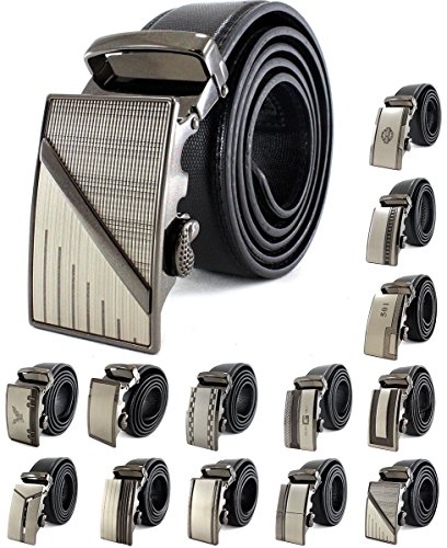 Enimay Men's Black Genuine Leather Ratchet Belt Formal Dress Work Belt