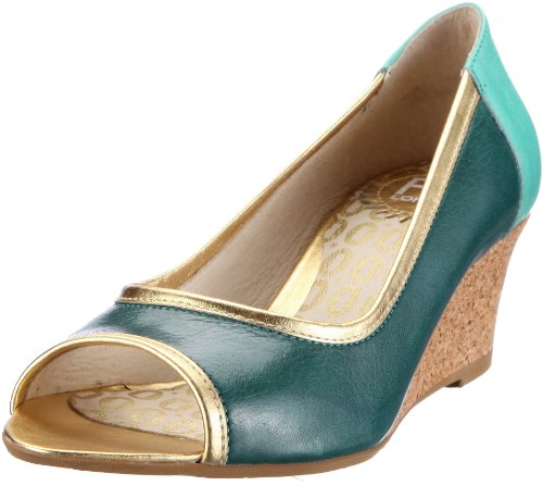 Fly London Women's Saga Green/Aqua/Gold Wedge Heels P142123002 5 UK