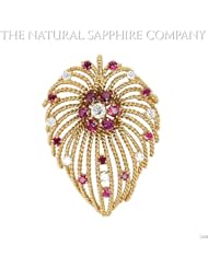 2.44ct. Natural Ruby Sapphire Brooch With 8 Dia 1.05ct. total