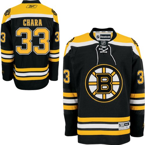 NHL Men's Boston Bruins #33 Zdeno Chara Reebok Edge Premier Player Jersey (Black, Large)