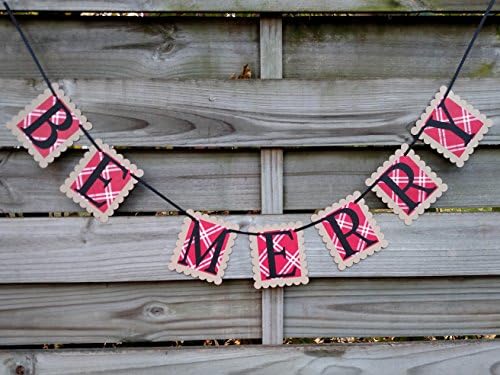 Be Merry Banner - Red Plaid Christmas Decoration and Photo Prop