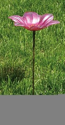 Fluted Floral Glass Birdbath