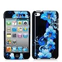 Fosmon Blue Flower Hard Snap-on Crystal Skin Case Cover for Ipod Touch 4th Generation