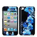 Fosmon Blue Flower Hard Snap-on Crystal Skin Case Cover for Ipod Touch 4th Generation