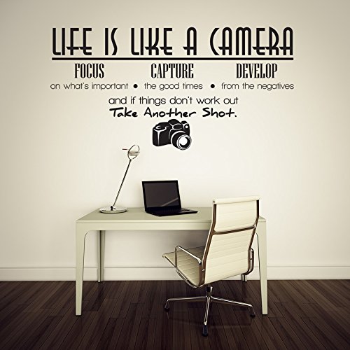 ElecMotive Life Is Like a Camera Focus Capture Develop and Take Another Shot Vinyl Wall Decals Quotes Sayings Words Art Decor Lettering Vinyl Wall Art Inspirational Uplifting (2.3  x 1.2 )