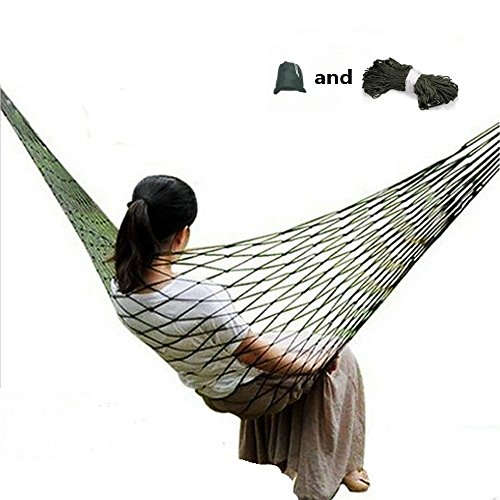 Tooge travel camping hammock - comfortable hanging nylon mesh rop…
