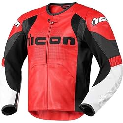 Icon Overlord Prime Men's Leather Sportsbike Motorcycle Jacket - Red