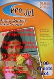 ProJet 6x4 Gloss Glossy 210 gsm photo inkjet printer paper 100 Cards Sheets