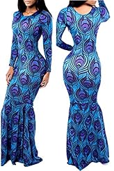 Sexy Cocktail Mermaid General Print Feathers Polyester/Spandex Party Dress/Maxi Dress 