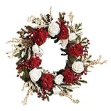 24 Inch Hydrangea w/White Roses Wreath
