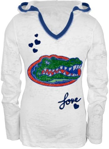 Florida Gators - Girls Youth Burnout Hooded Long Sleeve - Youth 18 White