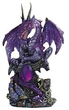 Purple Dragon Standing With Sword On Rock Collectible Figurine Statue