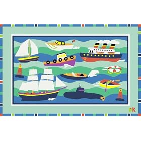 Boats and Bouys Kids Rug - Size 39 x 58 - OLK-002-39x58 by LA Rug Inc.