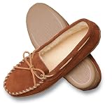 Pile Lined Hardsole Women's Slipper by Minnetonka in Brown Suede