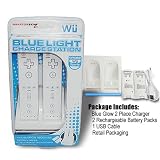 Dual Wii Blue Light Charger and 2 Rechargeable Battery Packs