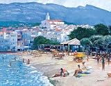 Along The Costa Brava by Howard Behrens. Size 28.00 X 22.00 Art Poster Print on Canvas