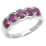 1.75 Carat Genuine Ruby Round Silver Ring