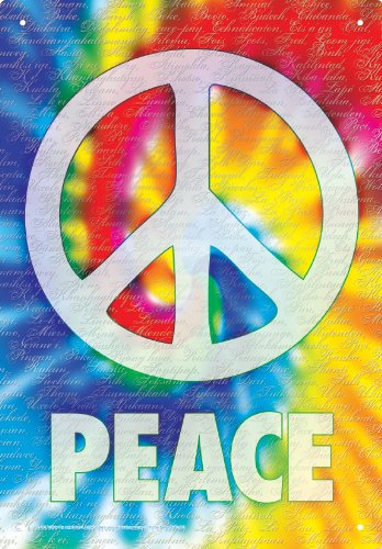 Peace Words Tin Sign
