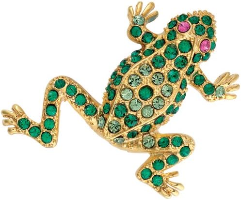 Brooch Frog Pin with Faux Emeralds & Faux Rubies Lizard Pin Costume Jewelry