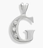 Ladies White Gold 0.06 tcw Diamond G Initial Pendant