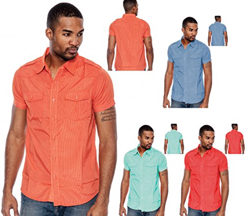 Enimay® Men's Business Casual Short Sleeve Solid Color Button Down Fitted Shirt