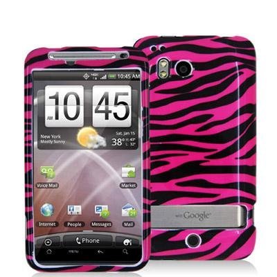 Black / Hot Pink Zebra Design Crystal Hard Skin Case Cover for HTC Verizon Thunderbolt / Incredible HD Phone New By Electromaster