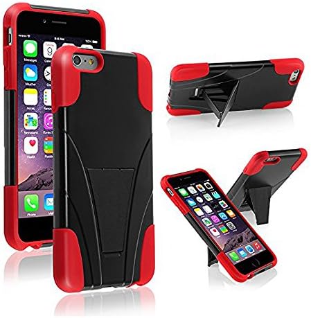 iPhone 6 Case,GOODEX® Apple iPhone 6 4.7 inch Case RED Slim Fit Dual Layer Defender Hybrid Cover with Kickstand for Apple iPhone 6 4.7 inch