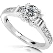 1-3/8ct TW Round & Trapezoidal Diamond Engagement Ring in 14kt Gold (Size 6.5)