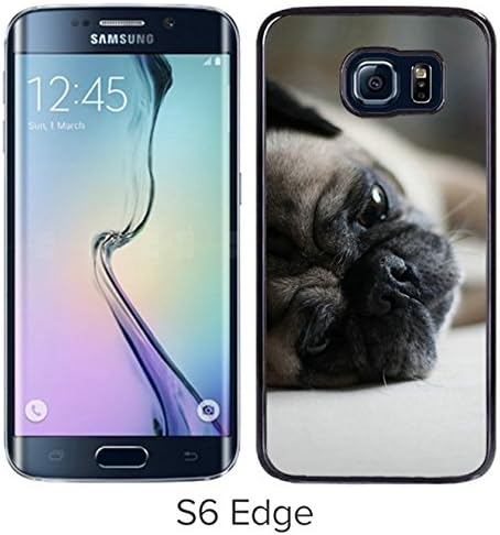 Hard Plastic Phone Case Cover with Pug Dog Muzzle Lies for Samsung Galaxy S6 Edge.