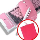 [Aftermarket Product] Pink Bluetooth Roll-up Portable Keyboard+ 2.4GHz Wireless Mouse+Stylus+Carrying Pouch For Android Tablet PC MID New